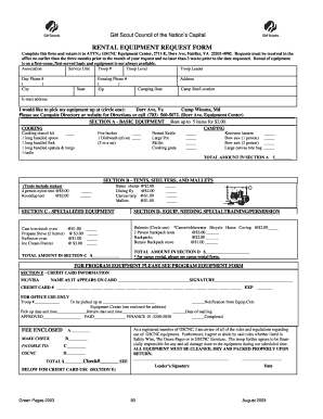 Rental equipment request form - Girl Scout Council - Nation's Capital - gscnc