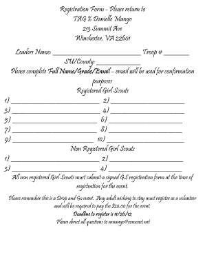 Registration Form - Please return to TAG % Danielle Mango 213 ... - gscnc