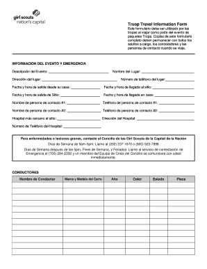 Formulario de Información de Viaje de Tropas