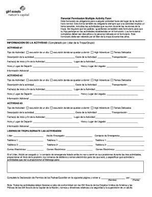 Formulario de Permiso Parental Múltiple de Actividad