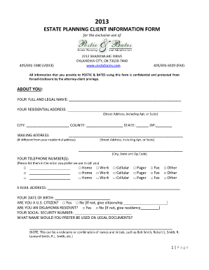 Estate Planning Client Information Form