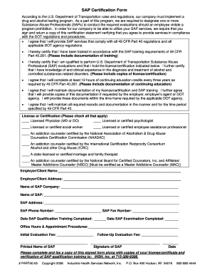 SAP Certification Form