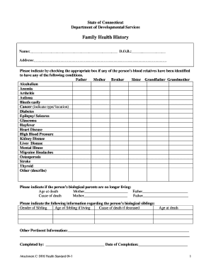 Connecticut Family Health History Form