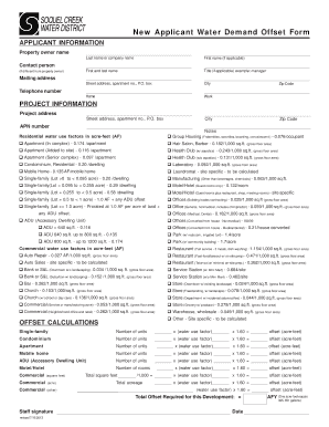New Applicant Water Demand Offset Form