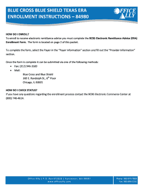 Blue Cross Blue Shield Texas ERA Enrollment Form