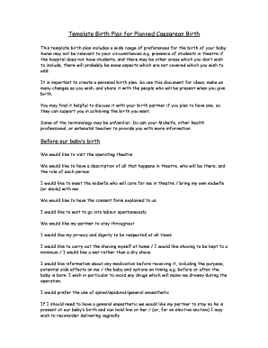 Birth Plan for Planned Caesarean