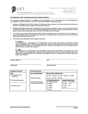 Professional Asset Manager User Acknowledgment