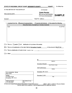Wisconsin Estate Receipt Form