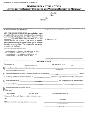 Summons in a Civil Action - MIWD