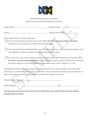 Student-Parent-School Partnership Form