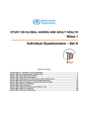 WHO Global Ageing and Adult Health Study Questionnaire