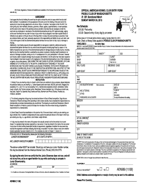 AKC Dog Show Entry Form