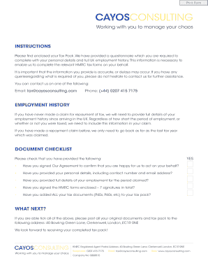 UK Tax Repayment Claim Form