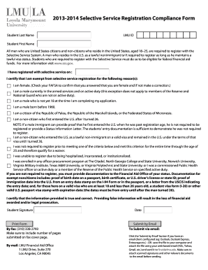Selective Service Registration Compliance Form