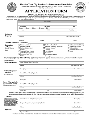 New York City Landmark Work Application
