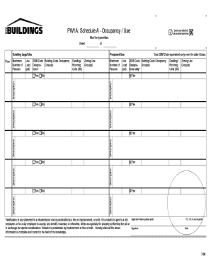 PW1A Schedule A - Occupancy Use Form
