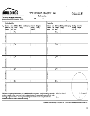 PW1A Occupancy Use Form