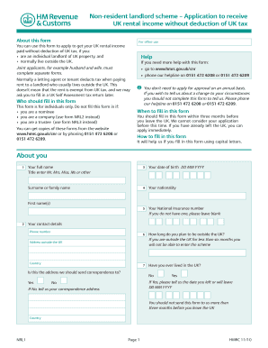 UK Non-Resident Landlord Scheme Application