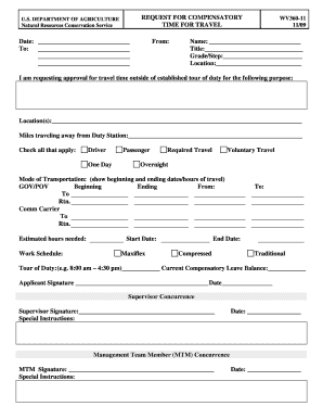 USDA Request for Compensatory Travel Form