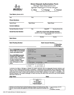 Michigan Direct Deposit Authorization Form