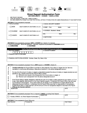 Direct Deposit Authorization Form
