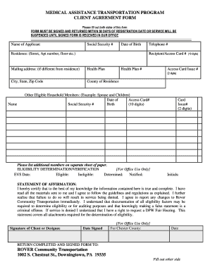 Medical Assistance Transportation Client Agreement Form