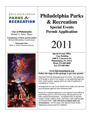 Philadelphia Parks Special Events Permit Application