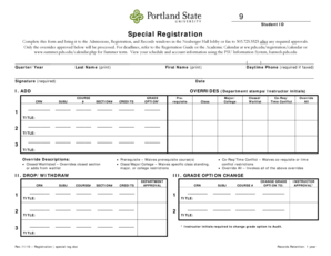 PSU Special Registration Form