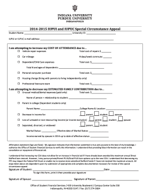 2014-2015 IUPUI and IUPUC Special Circumstance Appeal