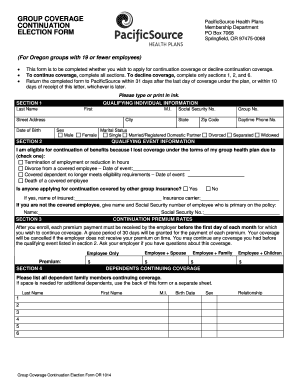 Group Coverage Continuation Election Form