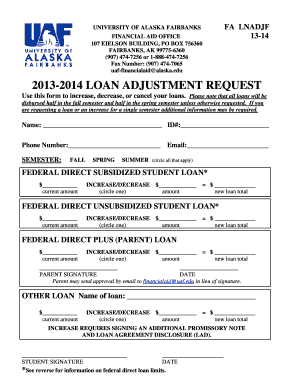 Loan Adjustment Request Form