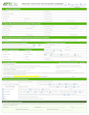 Merchant Application and Processing Agreement