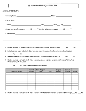 SBA 504 Loan Application