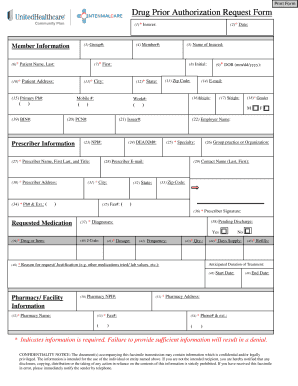 Drug Prior Authorization Request Form