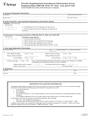 Florida Supplemental Enrollment Information Form