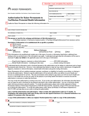 Authorization for Kaiser Permanente to Use/Disclose Protected Health Information