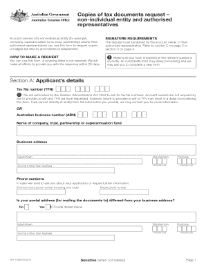 Australian Tax Document Request Form