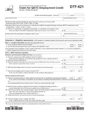 New York QETC Employment Credit Form DTF-621