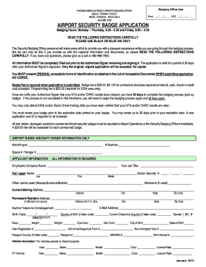 Phoenix-Mesa Gateway Airport Security Badge Application