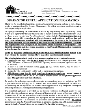 Guarantor Rental Application