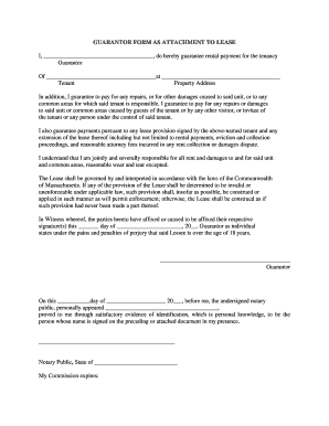 Guarantor Form for Lease