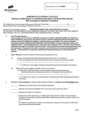Addendum to Contract of Sale for Lead-Based Paint Disclosure
