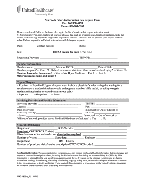 New York Prior Authorization Fax Request Form