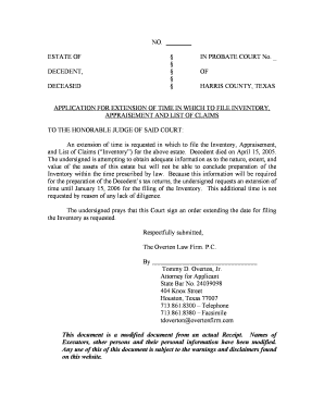 Texas Probate Extension Application
