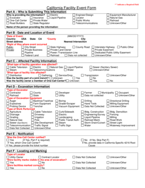 California Facility Event Form