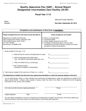 California Quality Assurance Fee Annual Report