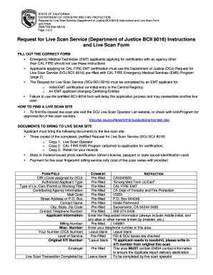 California Live Scan Request Form