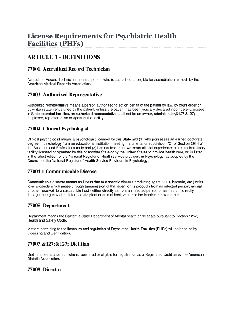 Fillable Online License Requirements for Psychiatric Health Fax Email