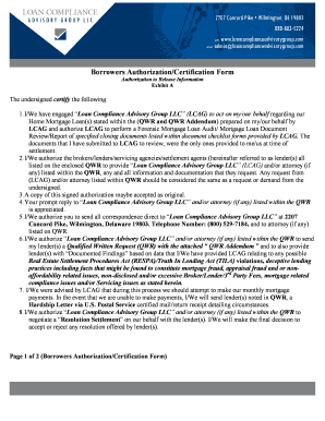 Borrowers Authorization/Certification Form