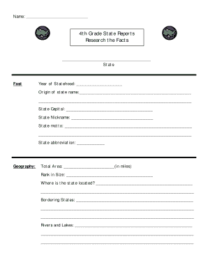 4th Grade State Report Template